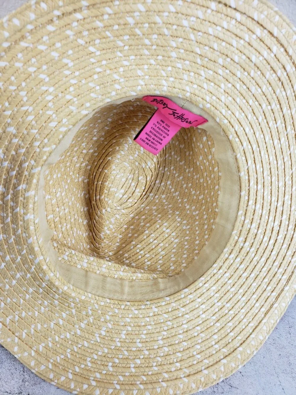 Betsey Johnson Straw Hat Flower Beaded Fedora O/S